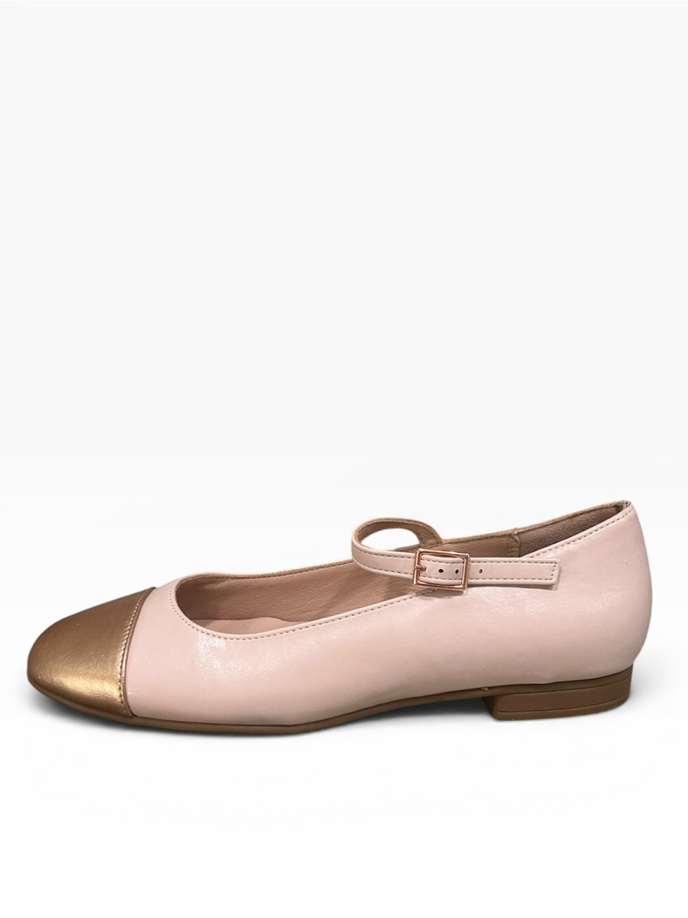 Tahari "Loft" Mary Jane Flat Vegan Leather Pink Rose Gold Size 8 - Picture 2 of 10
